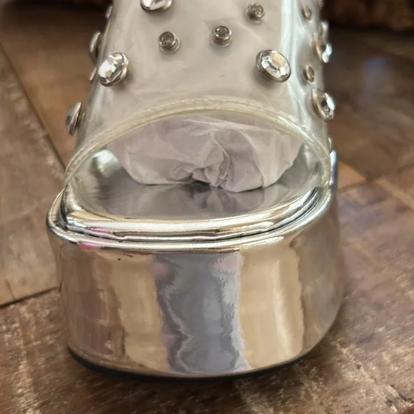 Delia’s Vintage Mirrored Metallic Platform Sandals -NIB Dustbags&Original Box - Picture 2 of 10